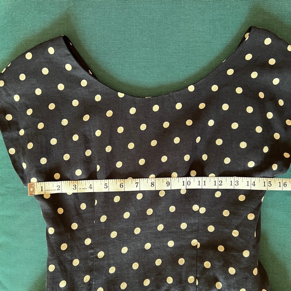 Lili’s Closet Black Linen Swinger Dress with Cream/Natural Polka Dots - Picture 5 of 7